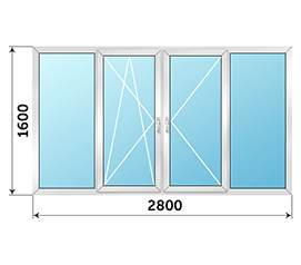 Окно на лоджию Provedal 2800x1600