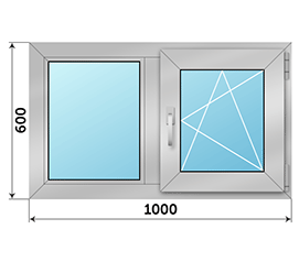 Двухстворчатое окно Provedal 1000x600